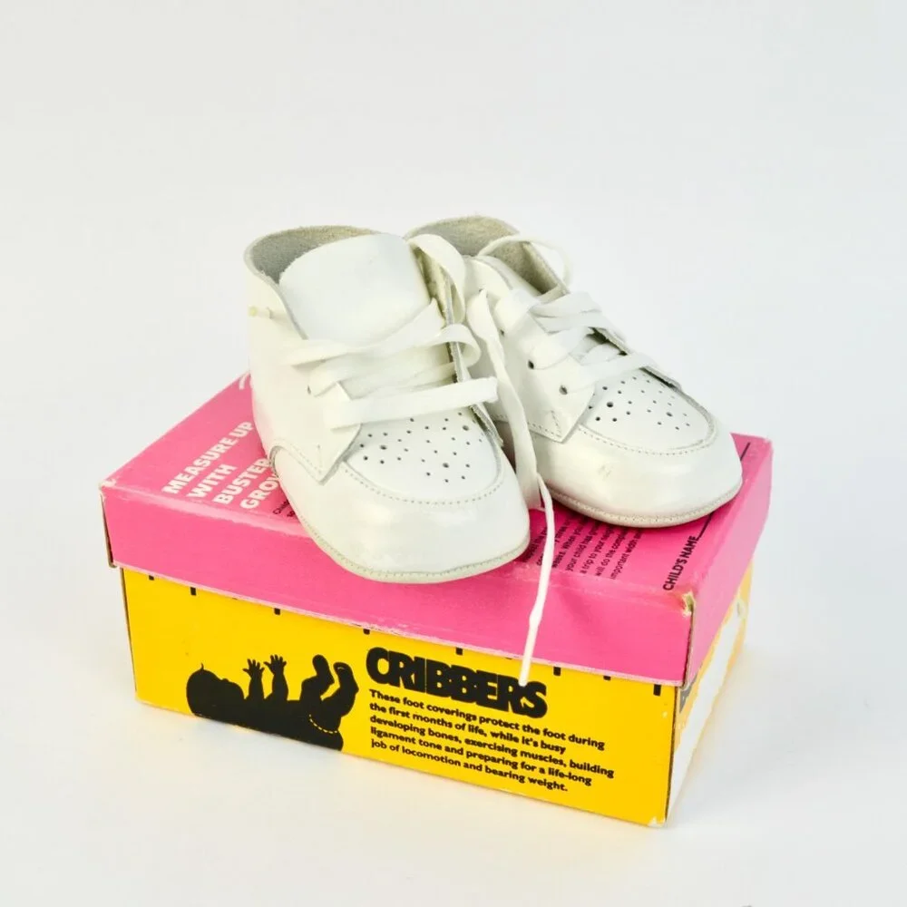 Buster Brown Cribbers Infant White Leather Lace-Up Shoes With Original Box